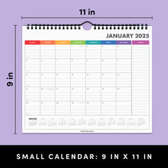 2025 Small Calendar, Minimalist Wall and Desk Calendar (9 in x 11 in)