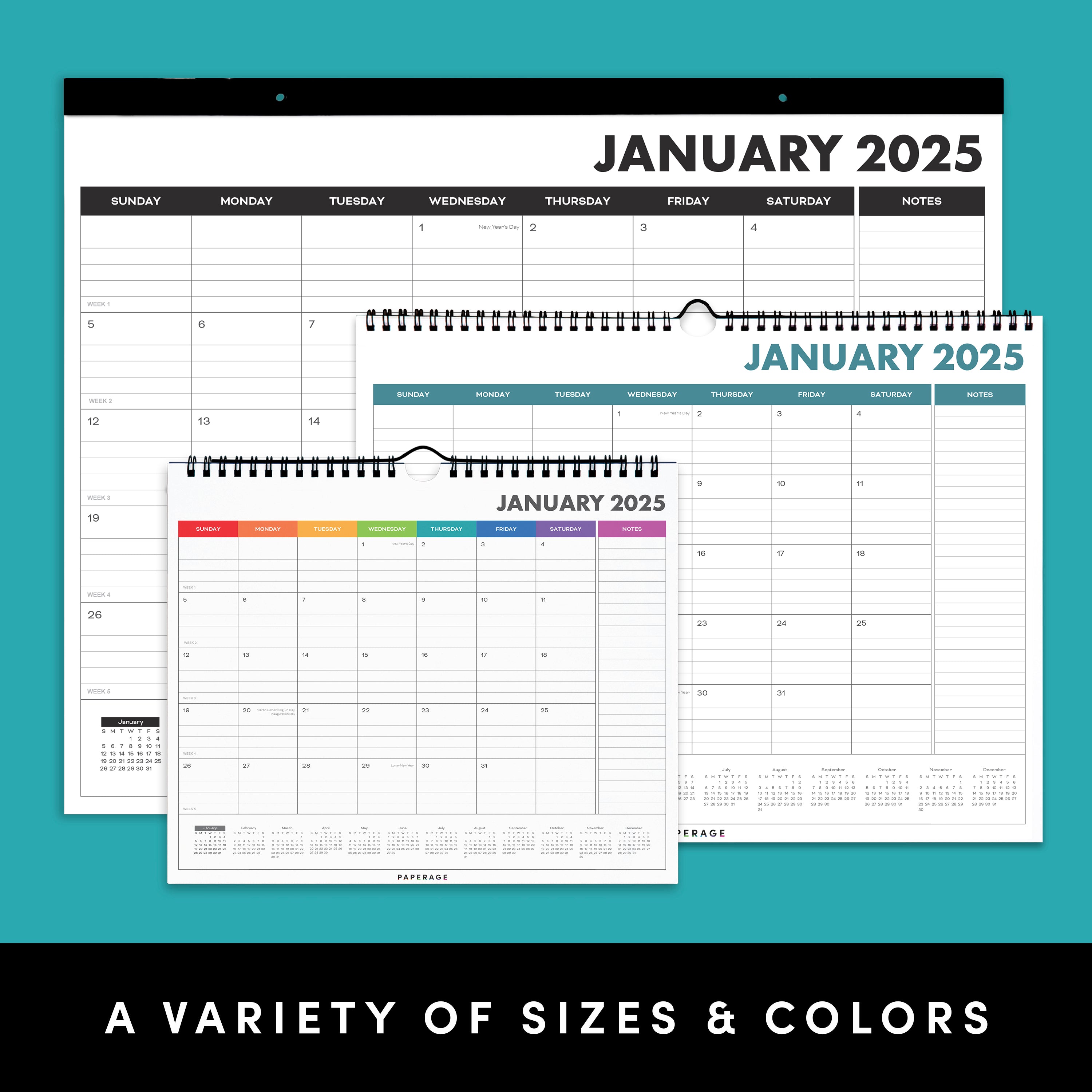 2025 3 Pack Medium Calendars, Minimalist Wall and Desk Calendars (11.5 in x 14.75 in)