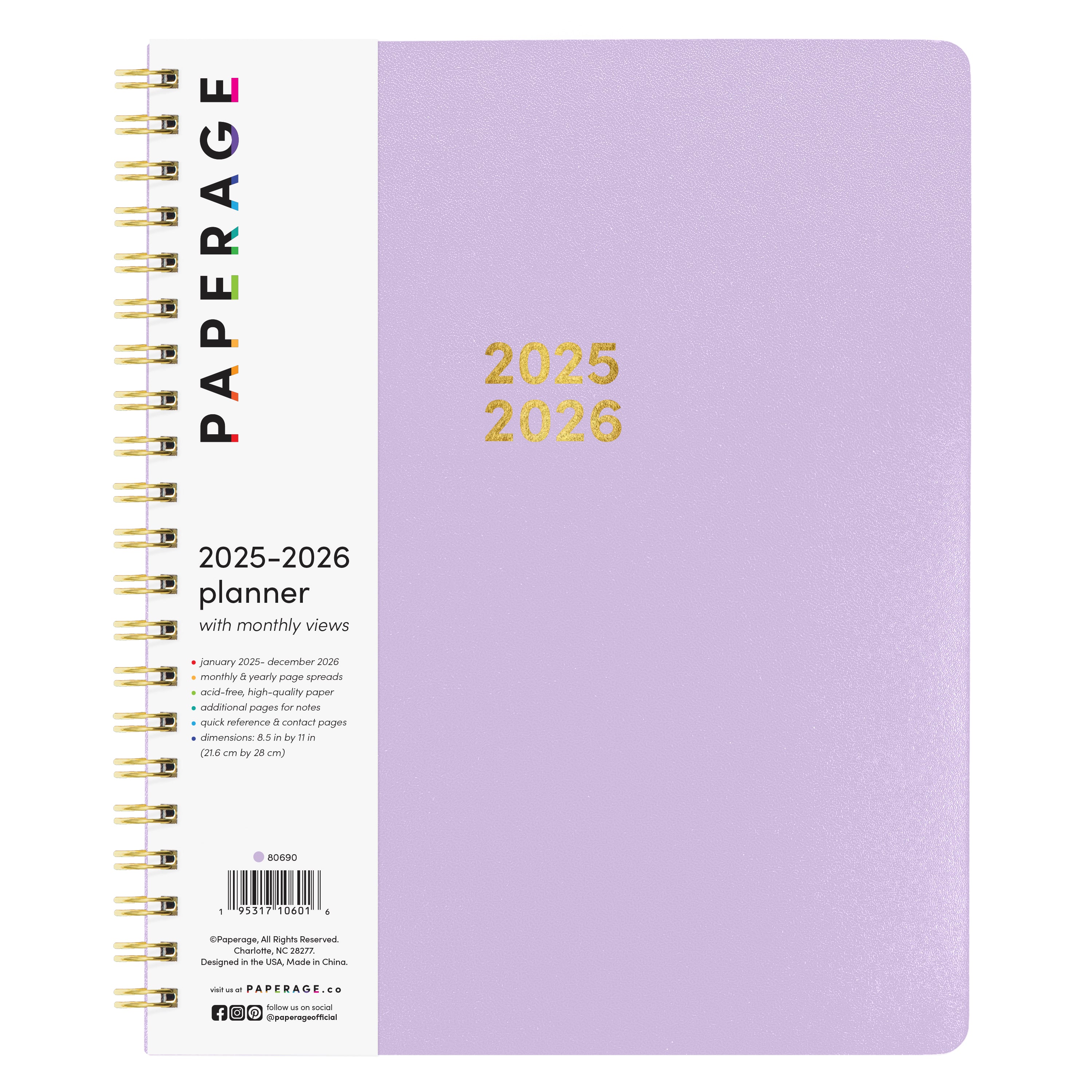 2025-2026 2 Year Planner, Spiral Bound, Flexible Cover (9 in x 11 in)