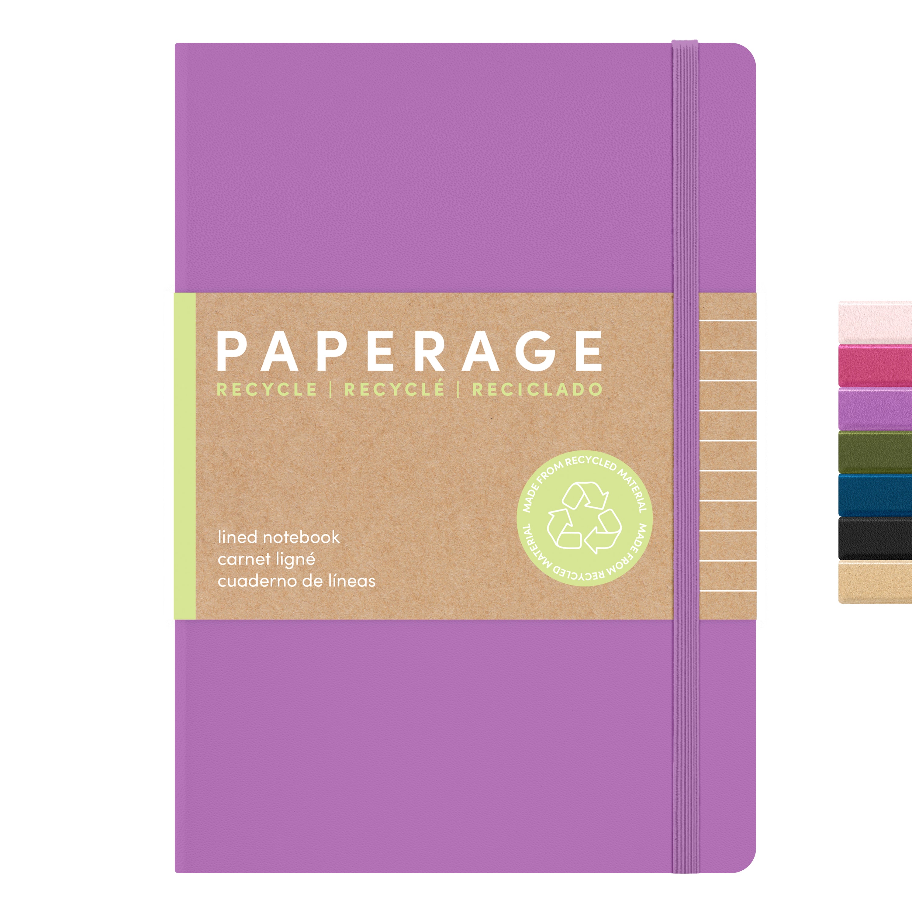 PAPERAGE Recycled Lined Journal Notebook, 160 Pages, Medium 5.6 inches x 8 inches - 100 GSM Thick Paper, Hardcover