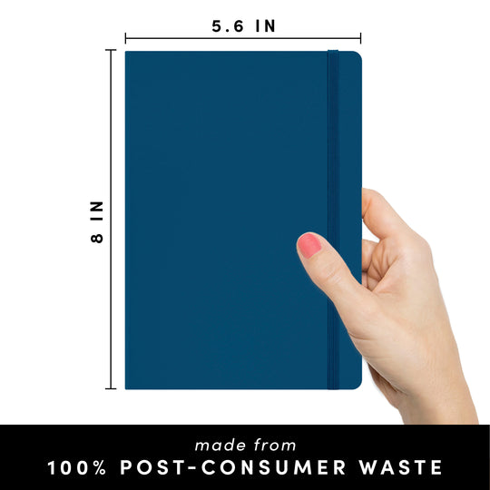 PAPERAGE Recycled Lined Journal Notebook, 160 Pages, Medium 5.6 inches x 8 inches - 100 GSM Thick Paper, Hardcover