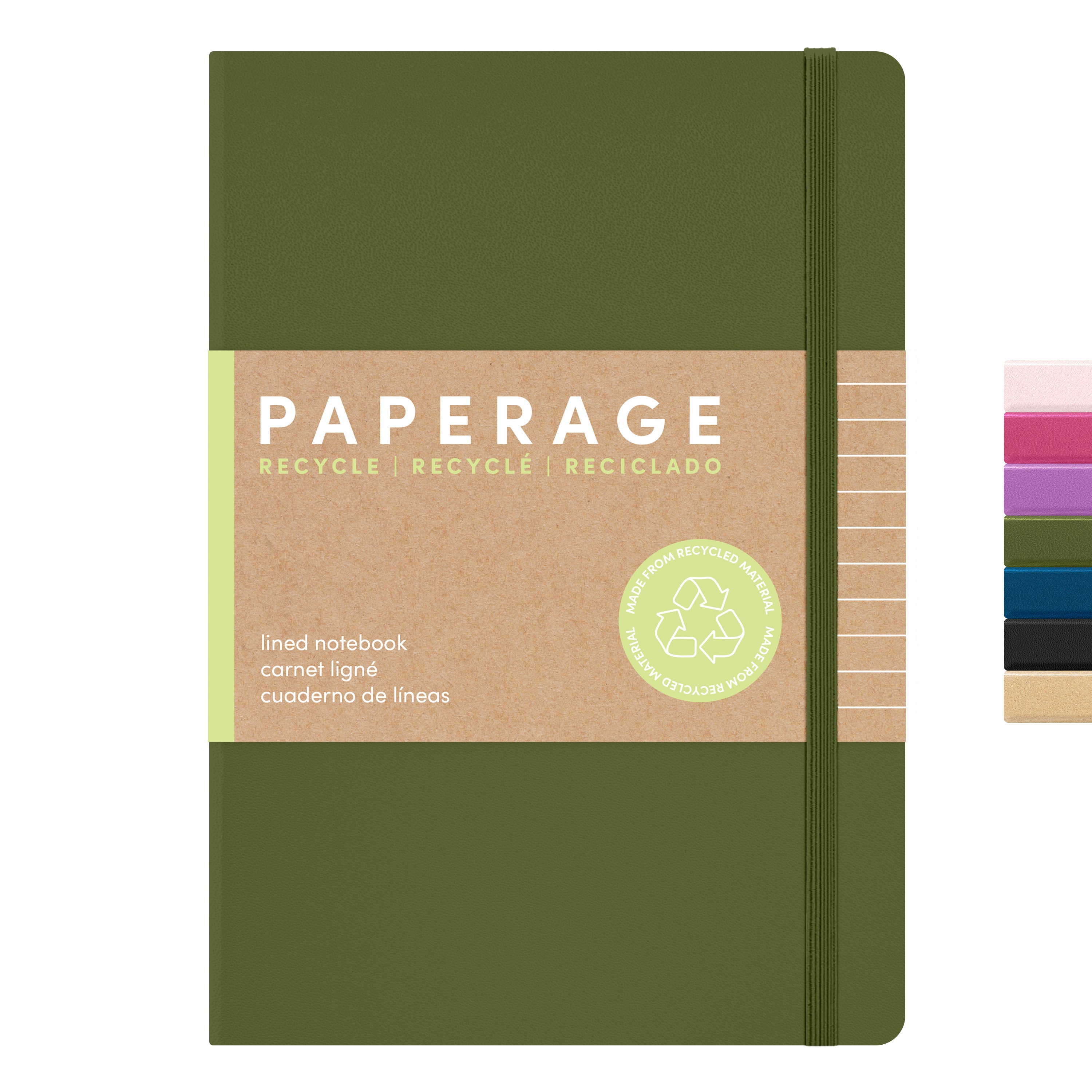 PAPERAGE Recycled Lined Journal Notebook, 160 Pages, Medium 5.6 inches x 8 inches - 100 GSM Thick Paper, Hardcover