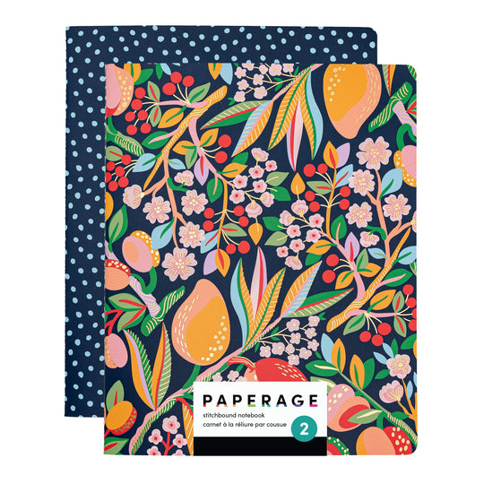 PAPERAGE Soft Cover Lined Journal Notebook, 2 Pack, (Cherry Blossom), 100 Pages, Large 7.5 inches x 9.5 inches, College Ruled, Ideal for Note Taking & Travel Journal