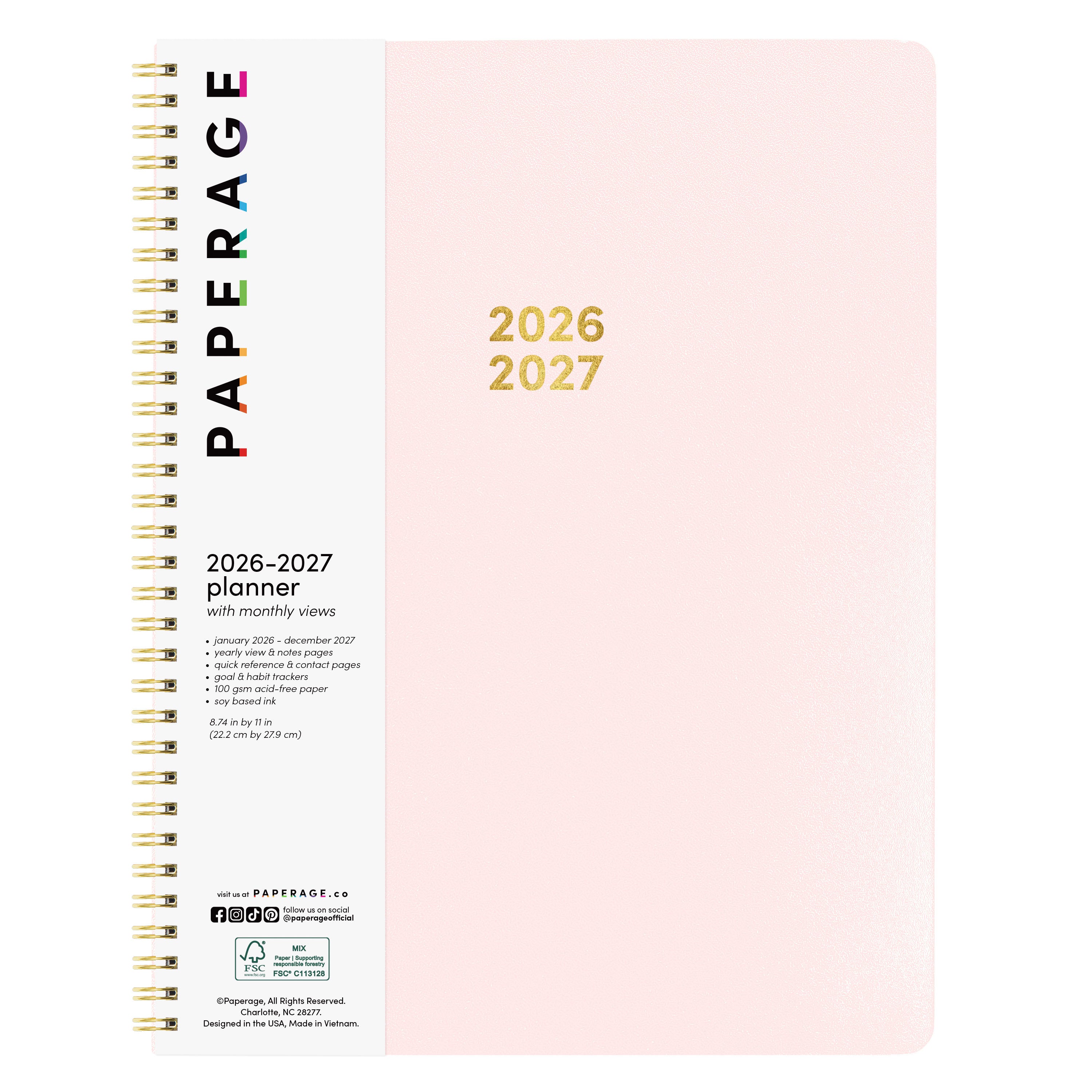 2-Year Spiral Planner 2026–2027, 24-Month, 8.7