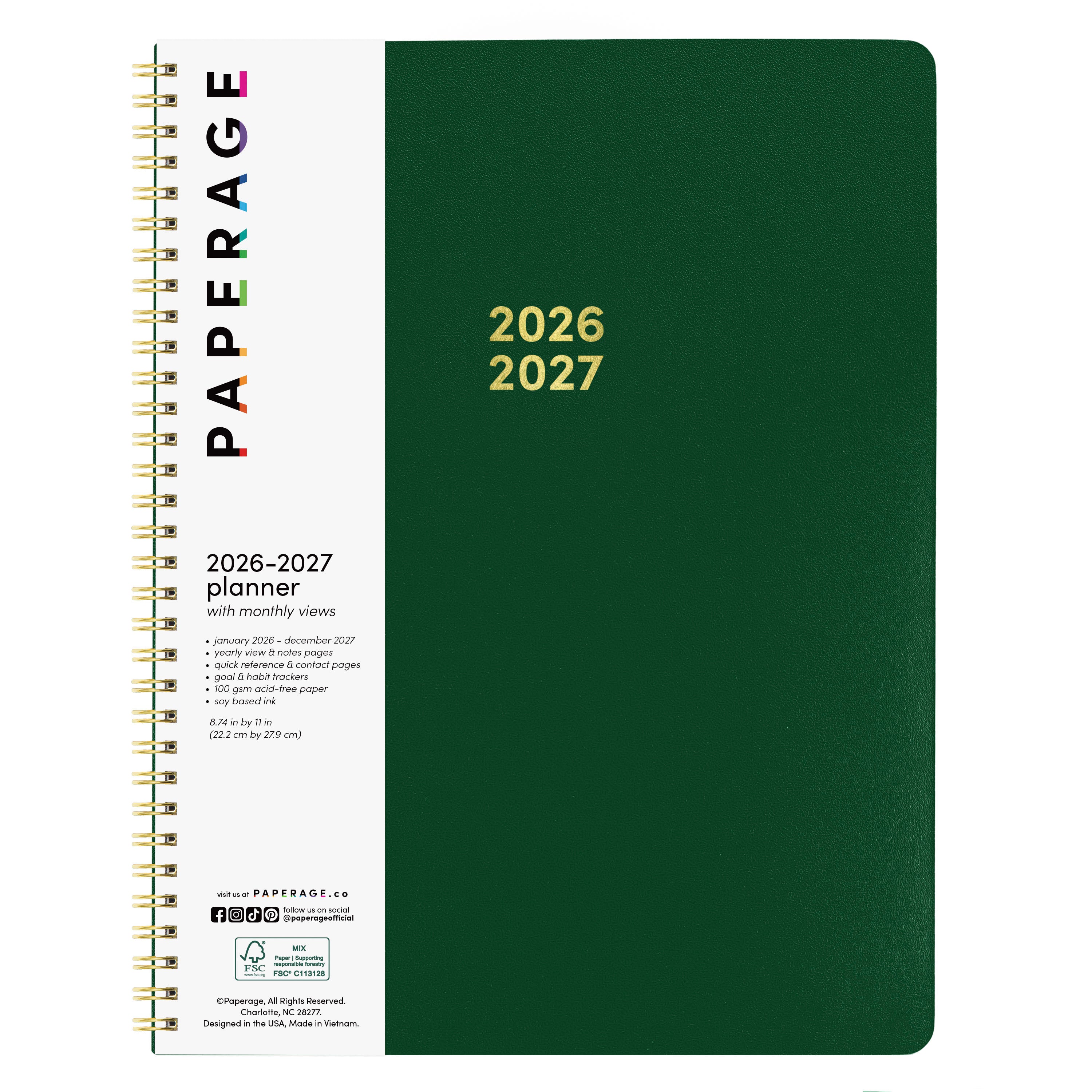 2-Year Spiral Planner 2026–2027, 24-Month, 8.7