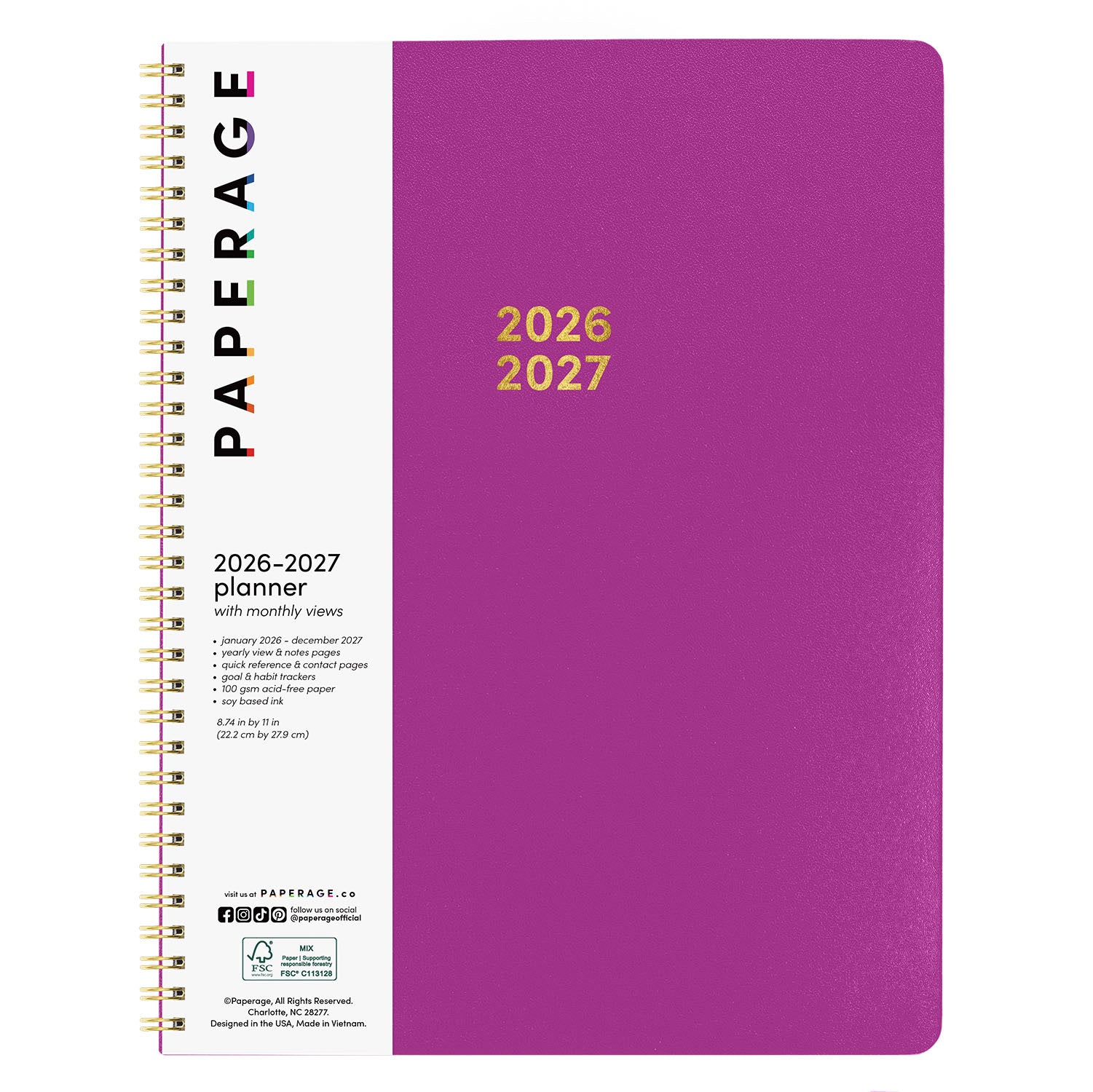 2-Year Spiral Planner 2026–2027, 24-Month, 8.7