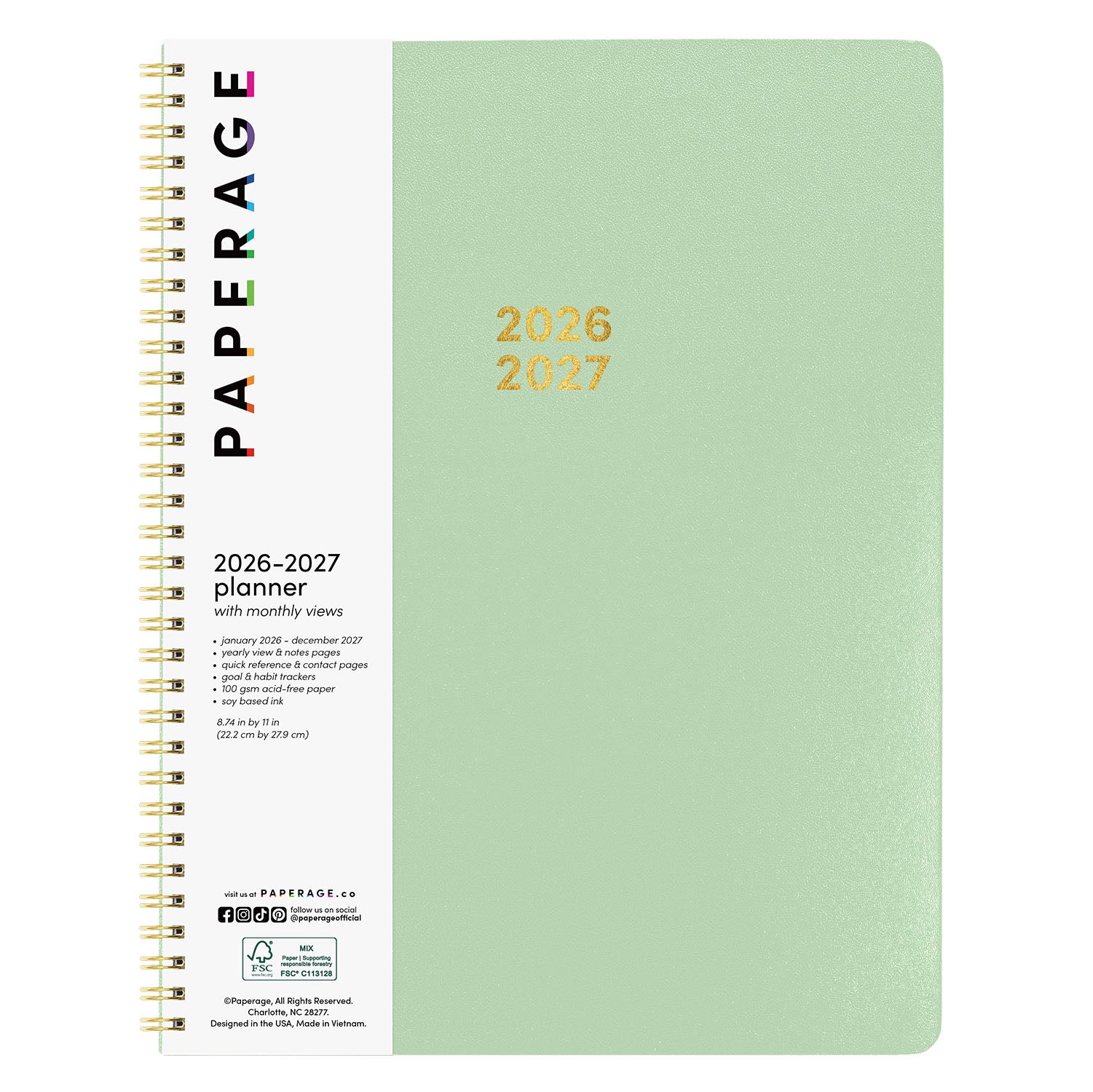 2-Year Spiral Planner 2026–2027, 24-Month, 8.7