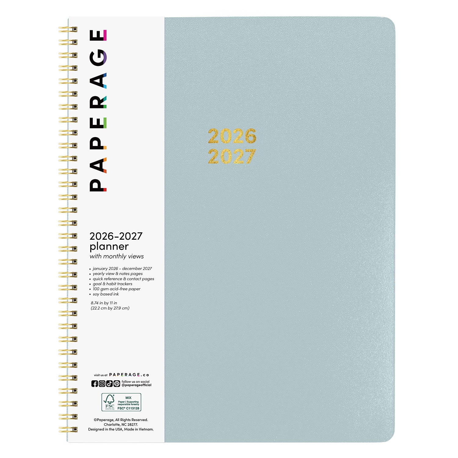 2-Year Spiral Planner 2026–2027, 24-Month, 8.7