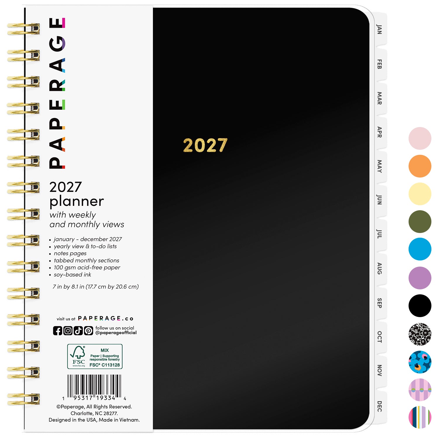 2027 Weekly & Monthly Planner, 12 Months (January 2027 - December 2027), 7 in x 8.1 in