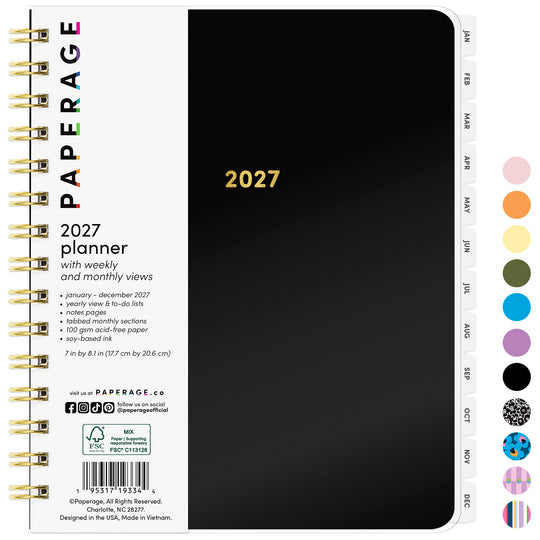 2027 Weekly & Monthly Planner, 12 Months (January 2027 - December 2027), 7 in x 8.1 in