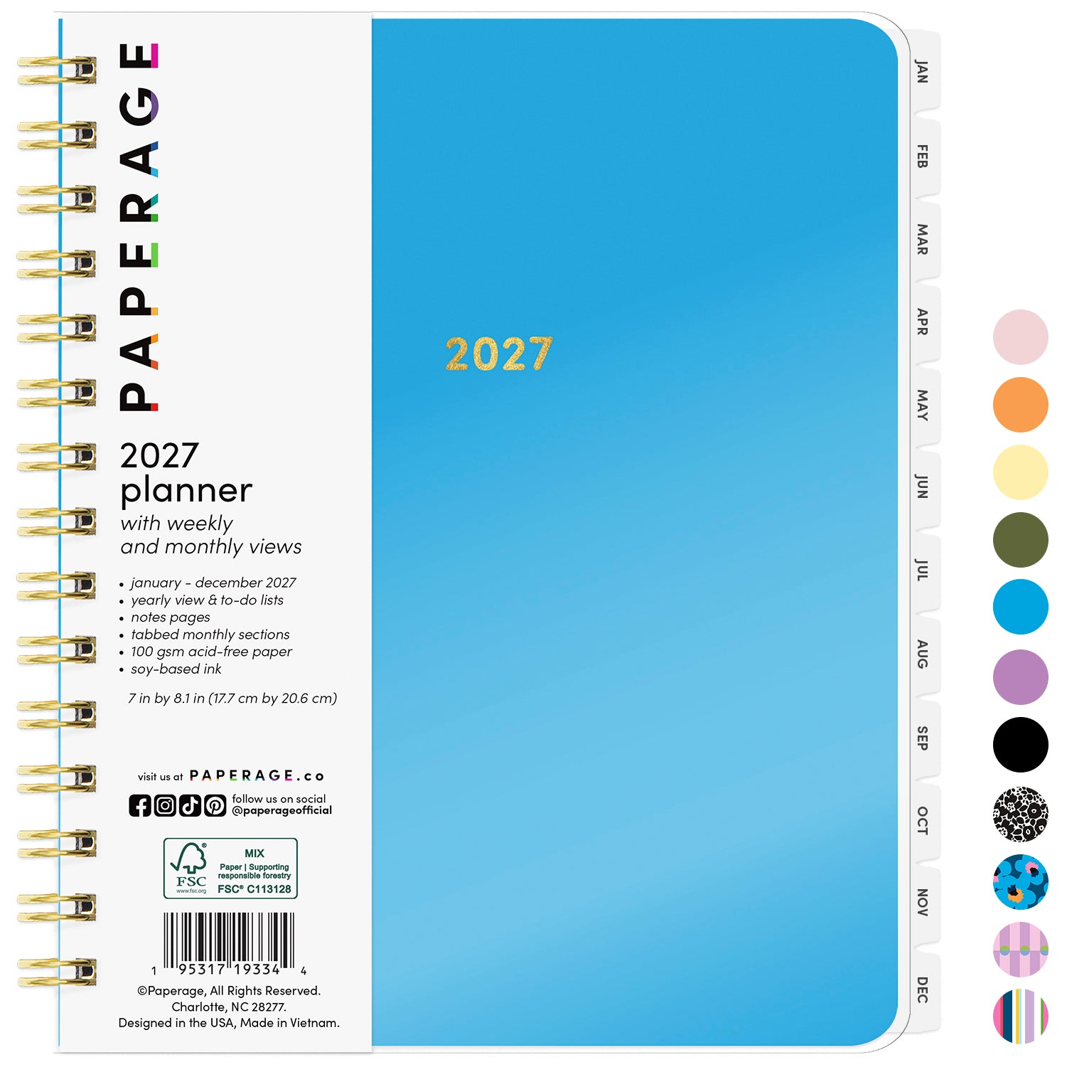 2027 Weekly & Monthly Planner, 12 Months (January 2027 - December 2027), 7 in x 8.1 in