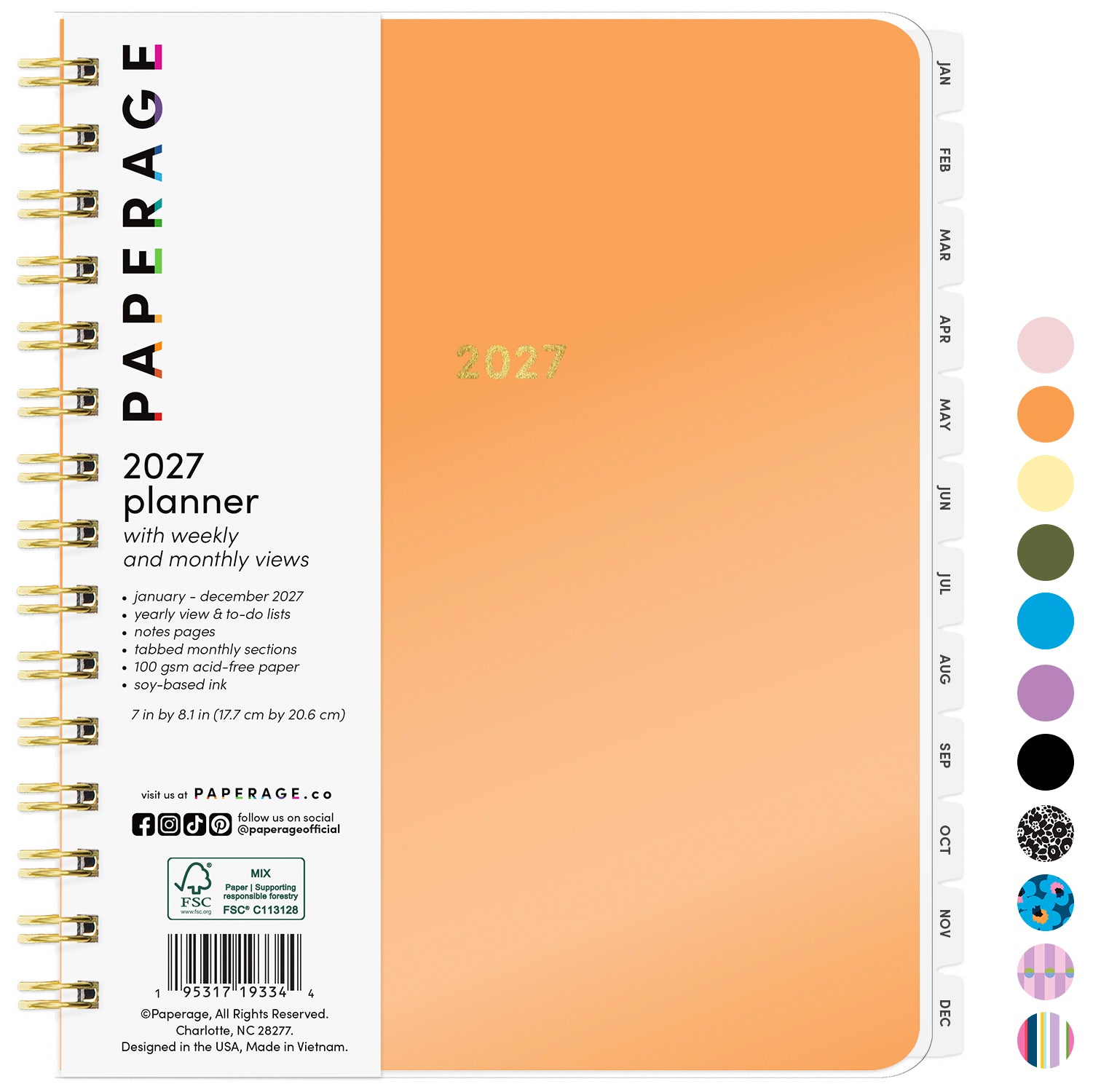 2027 Weekly & Monthly Planner, 12 Months (January 2027 - December 2027), 7 in x 8.1 in
