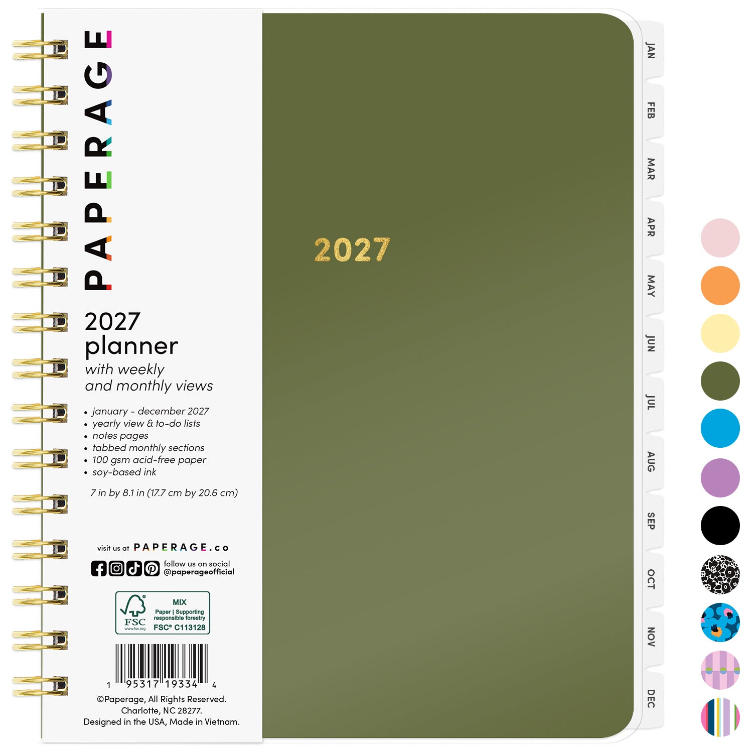 2027 Weekly & Monthly Planner, 12 Months (January 2027 - December 2027), 7 in x 8.1 in