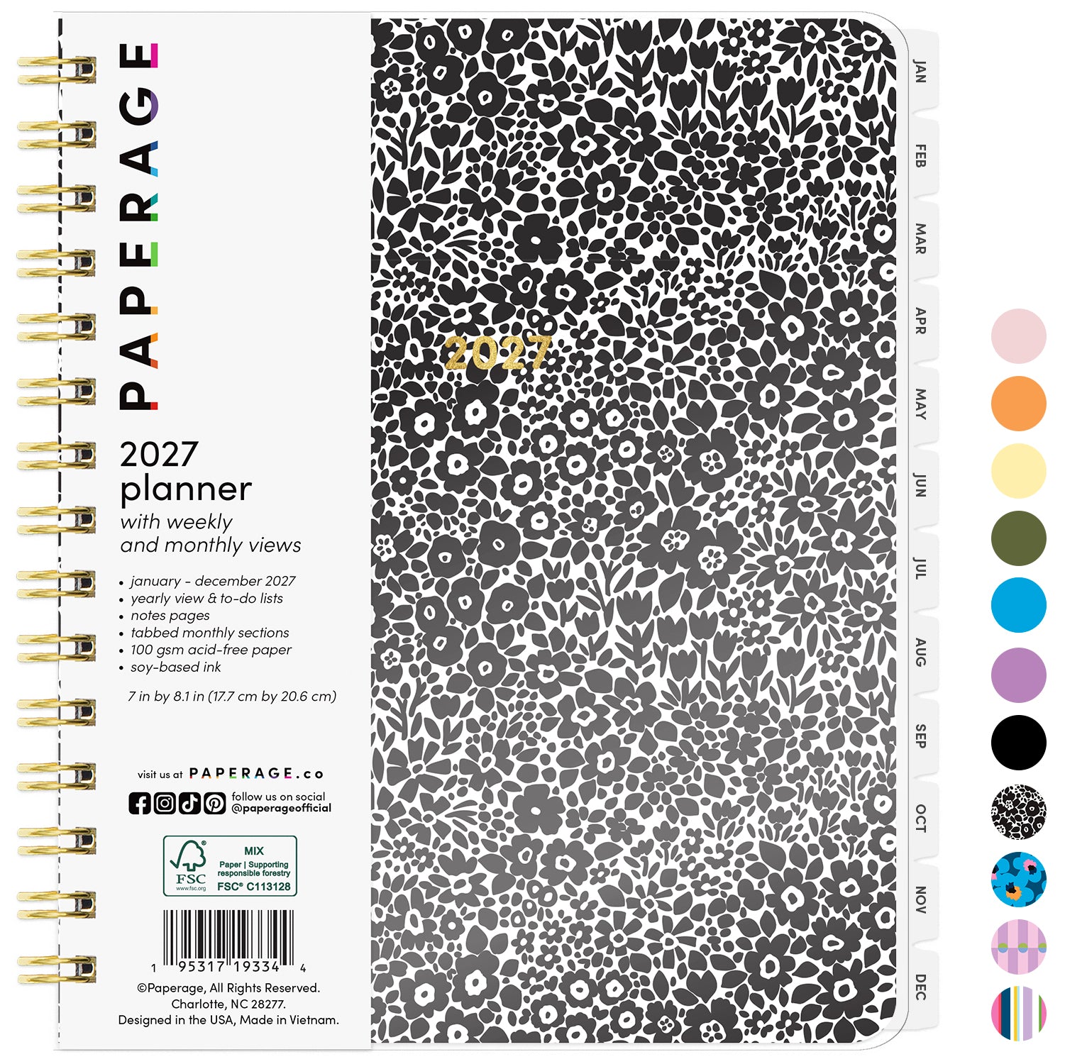2027 Weekly & Monthly Planner, 12 Months (January 2027 - December 2027), 7 in x 8.1 in