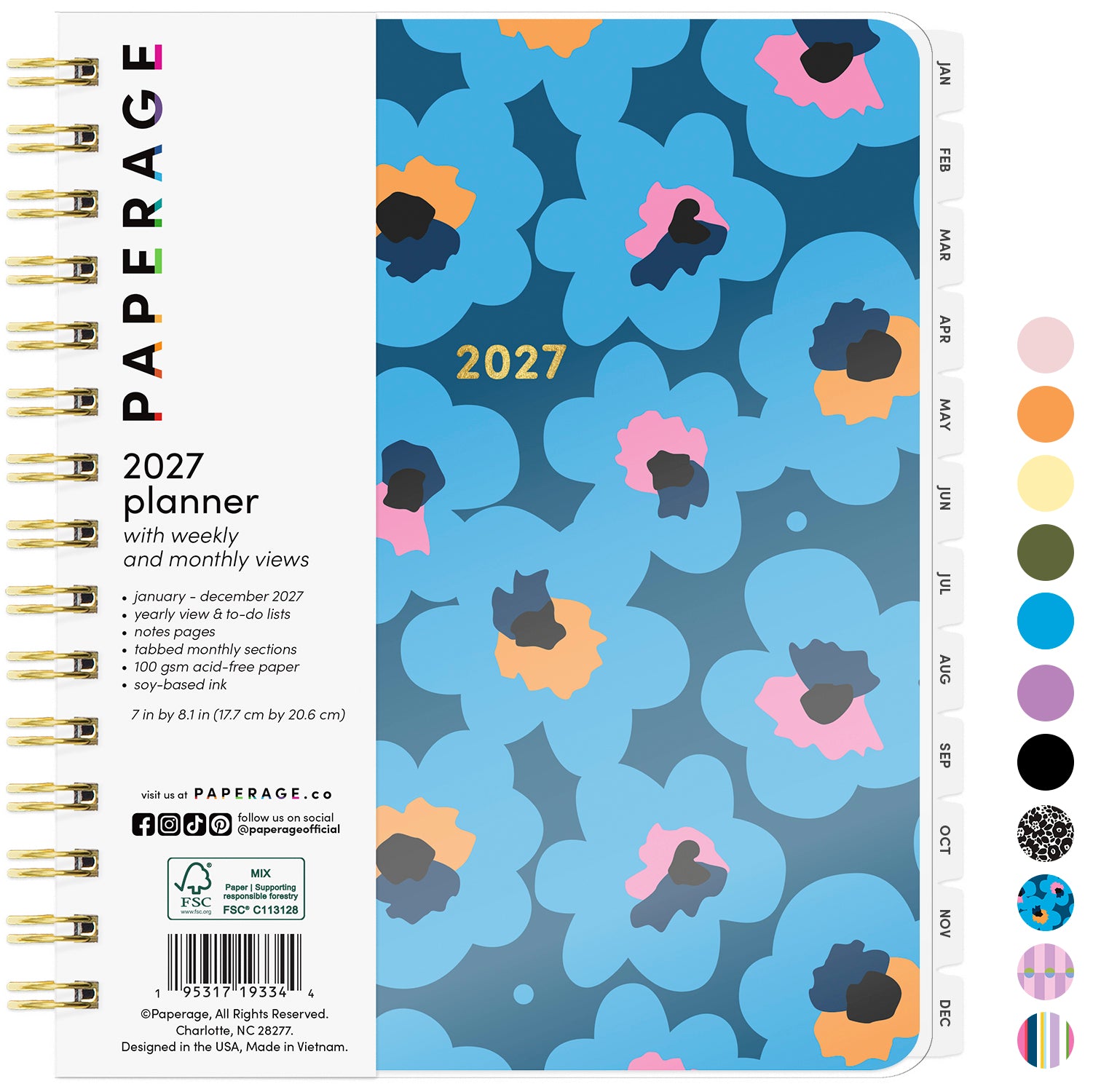 2027 Weekly & Monthly Planner, 12 Months (January 2027 - December 2027), 7 in x 8.1 in