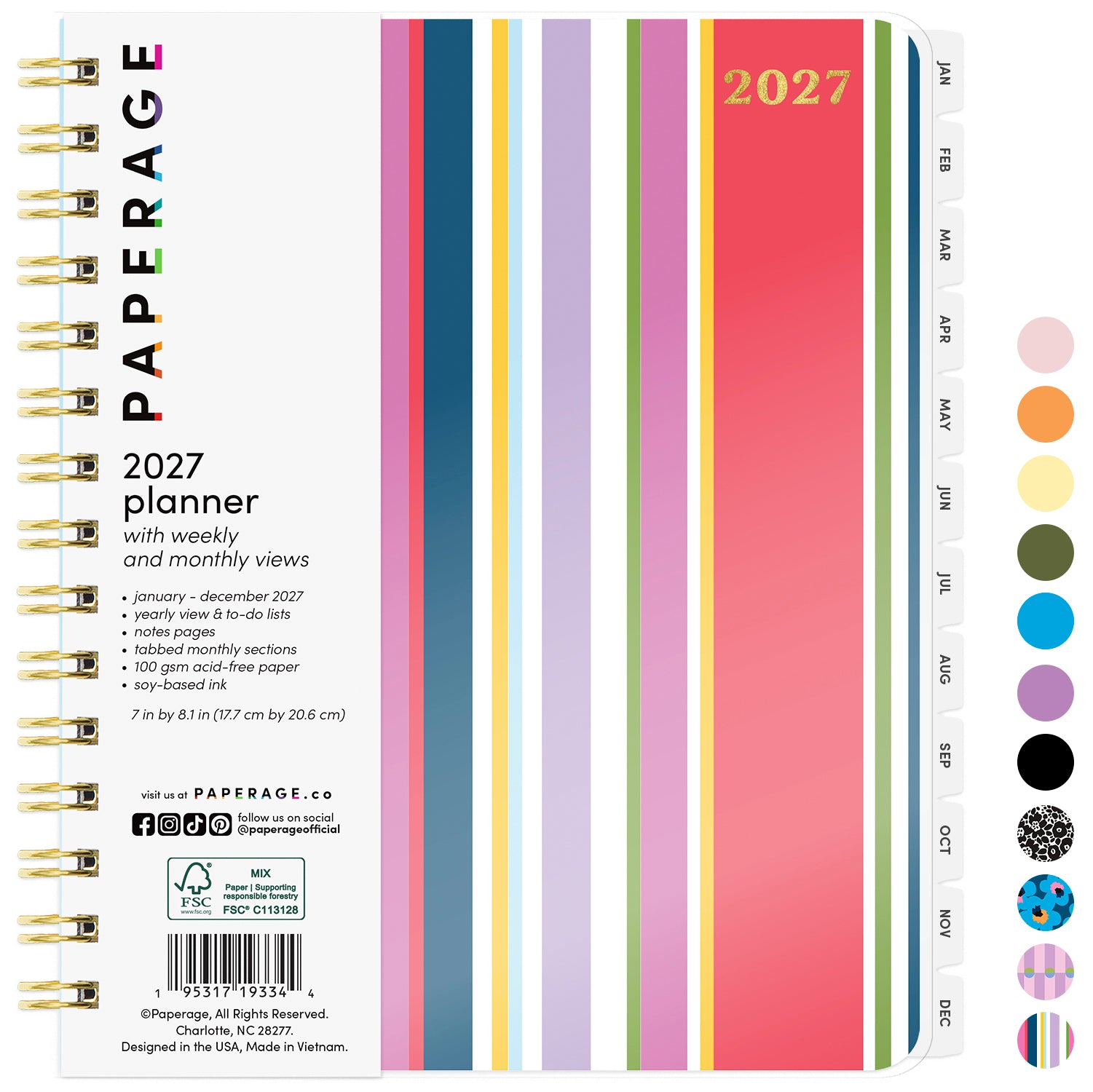 2027 Weekly & Monthly Planner, 12 Months (January 2027 - December 2027), 7 in x 8.1 in