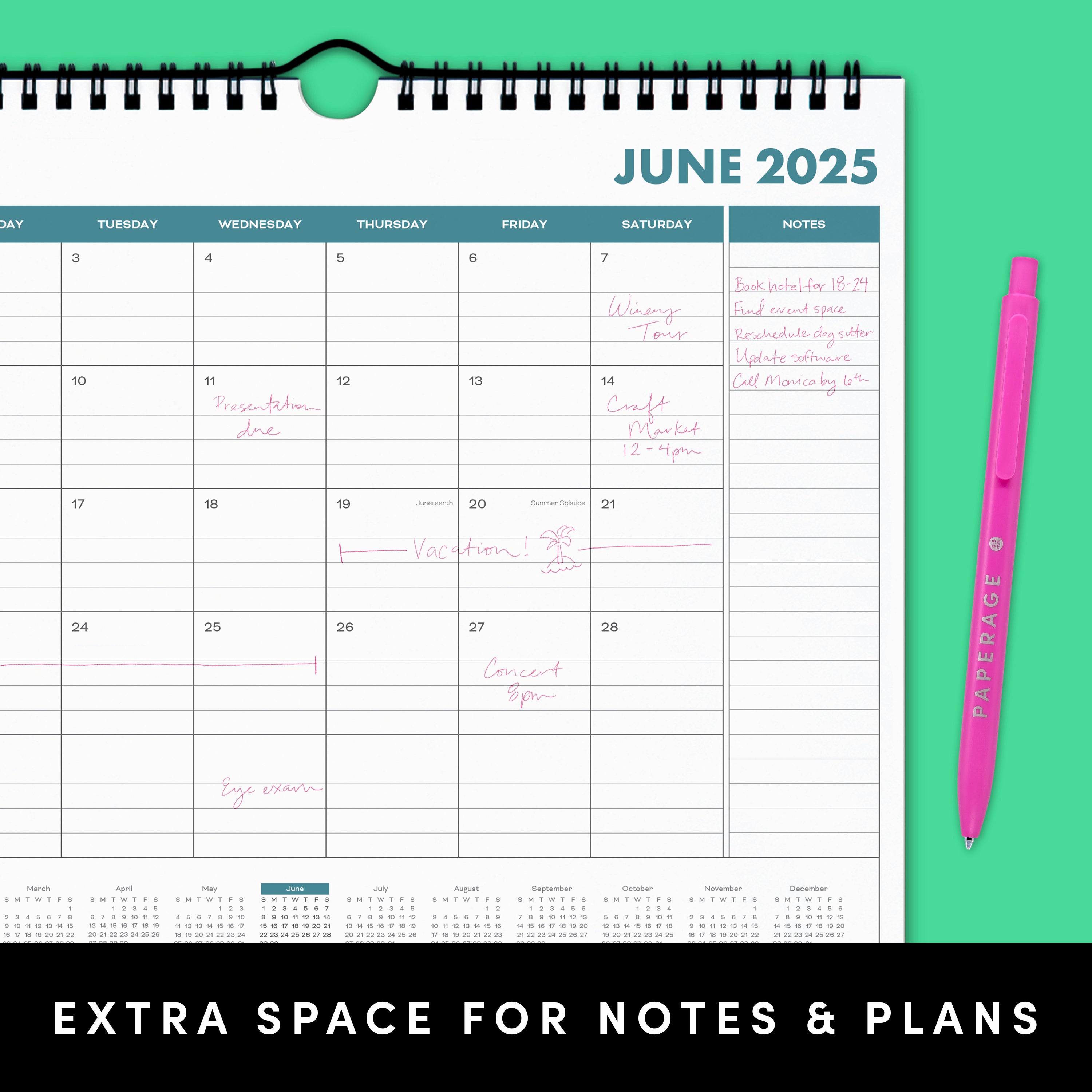 2025 3 Pack Small Calendars, Minimalist Wall and Desk Calendar (9 in x 11 in)