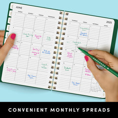 2025 Small Weekly & Monthly Planner, Spiral Bound, Flexible Cover (5.5 in x 8 in)