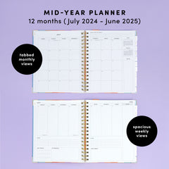 2024-2025 Mid-Year Weekly & Monthly Planner, Hardcover (7.5 in x 9 in)