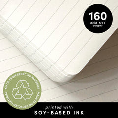 PAPERAGE Recycled Lined Journal Notebook, 160 Pages, Medium 5.6 inches x 8 inches - 100 GSM Thick Paper, Hardcover