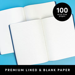 2 Pack Notebooks, Stitchbound, Softcover (Lined or Blank, 7.5 in x 9.5 in)