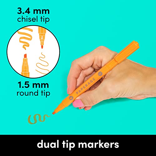 Avery® Dual Tip Markers, Fine Tip Marker and Chisel Tip Marker,  Quick-Drying Water-Based Markers, Muted Neutral Colors, Ideal Planner  Markers and Bullet Journal Markers, 6-Pack (25003)