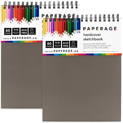 2 Pack Top Spiral-Bound Sketchbooks, Hardcover (8.5 in x 11 in)