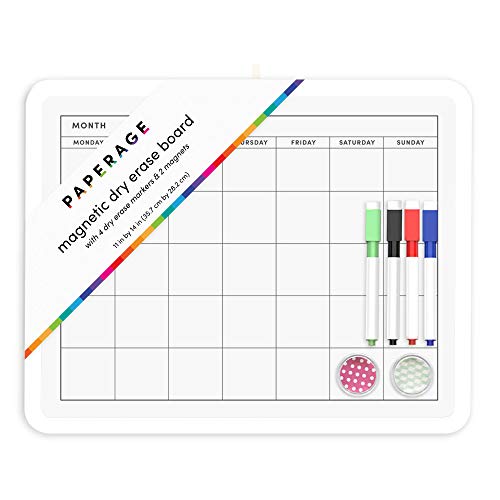 Dry Erase Board 11 by 14 in Monthly Grid Calendar - Magnetic Whiteboard
