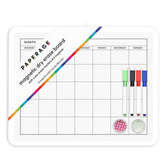 Paperage magnetic dry erase board printed with monthly grid.