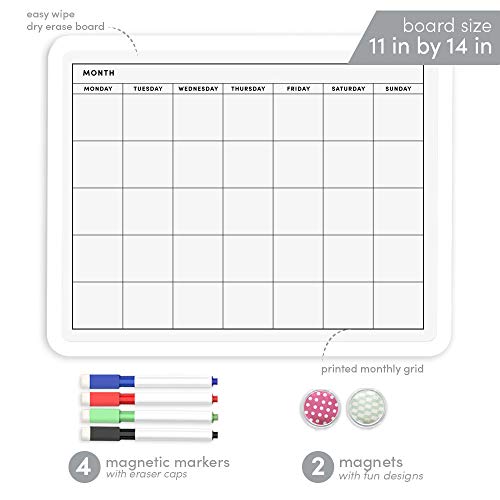 Paperage 11 by 14 inch dry erase board with 4 magnetic markers and 2 magnets.