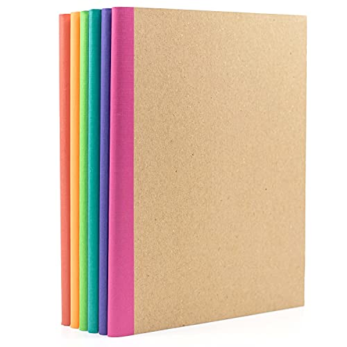 6 Pack Rainbow Spine Kraft Cover Composition Notebooks (5.75 in x 8 in)