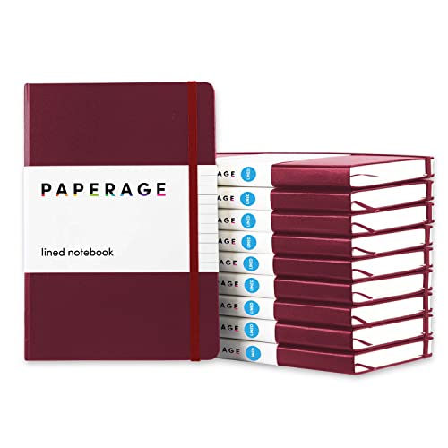 PAPERAGE Lined Journal Notebook, (Red), 160 Pages, Hardcover, 5.7” x 8” 