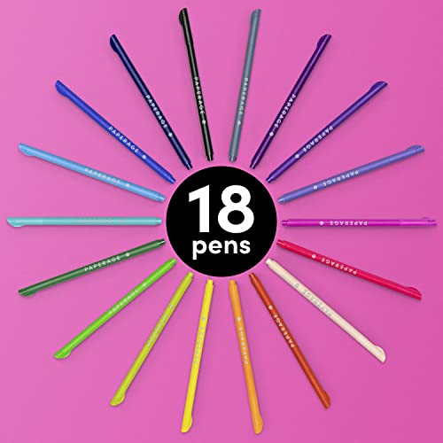18 Pack Felt Tip Fine Line Marker Pens (0.4 mm Extra Fine Tip)