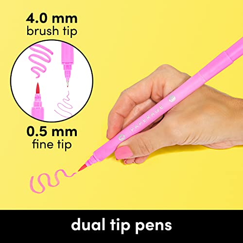 6 Pack Dual Tip Brush Pens (4.0mm Brush Tip + 0.5mm Fine Tip) – Paperage