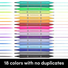 18 Pack Dual Tip Brush Pens (4.0 mm Brush Tip + 0.5 mm Fine Tip)