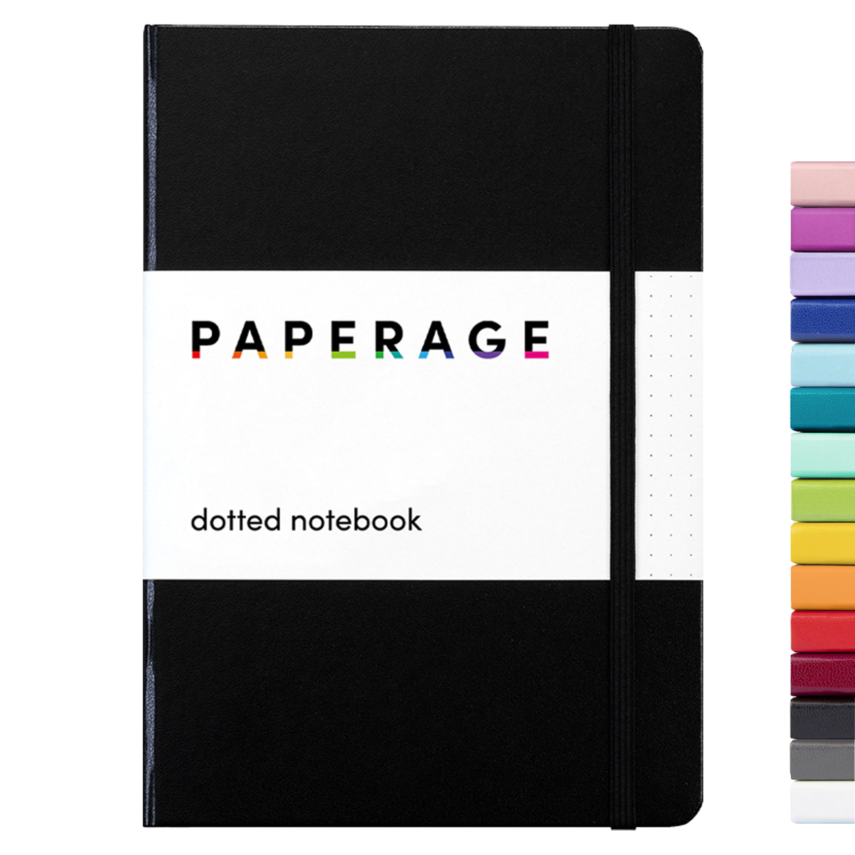 PAPERAGE Bullet Journal Kit, Dotted Journaling Set & Stationary Kit,  Hardcover Dotted Journal Notebook (Grey), 15 Fineliner Pens, 8 Sticker & 3