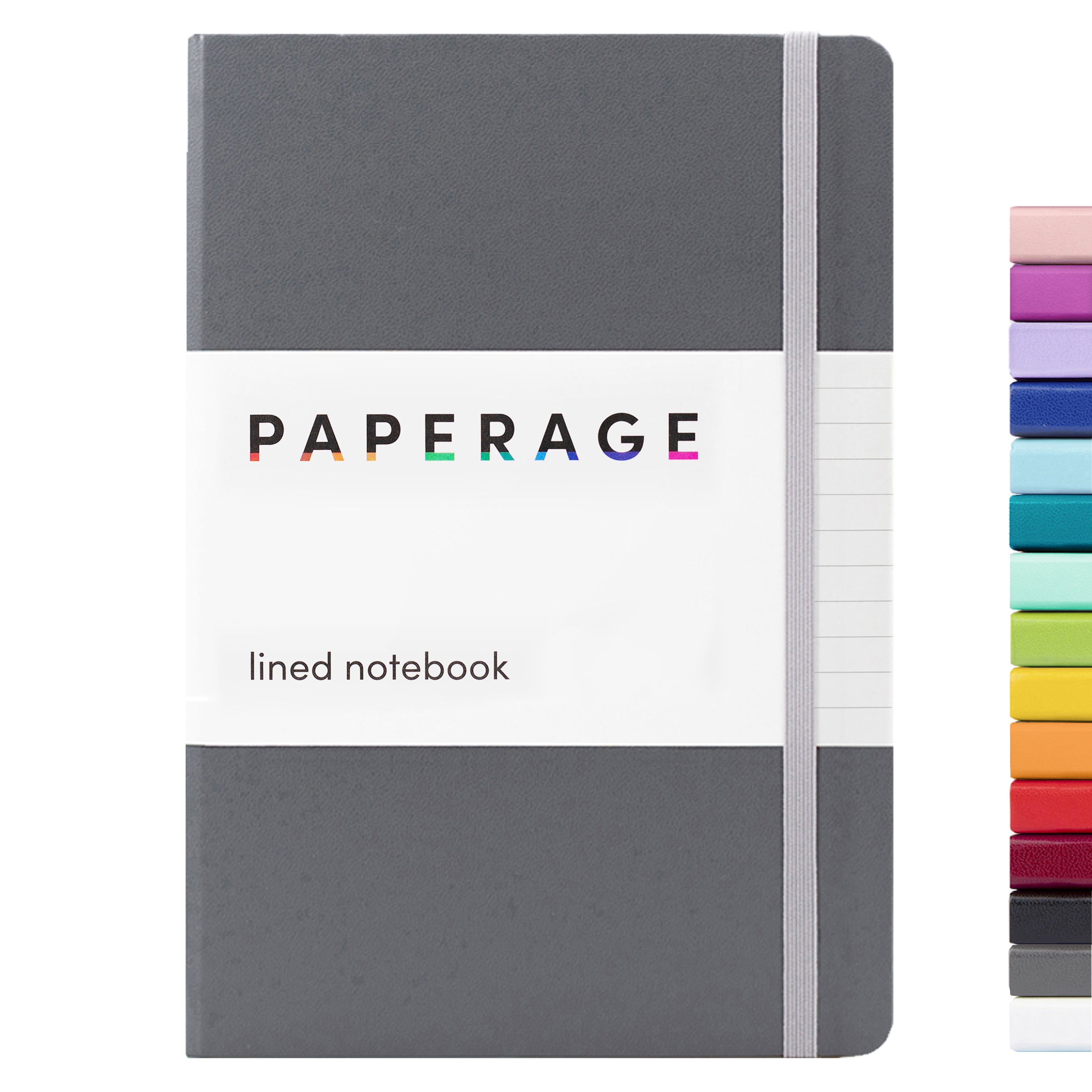 PAPERAGE 10 Pack Lined Journal Notebook, Hard Cover, Medium 5.7 inch x 8 inch, 100 GSM Thick Paper (Black, Ruled), Size: 5.7 x 8
