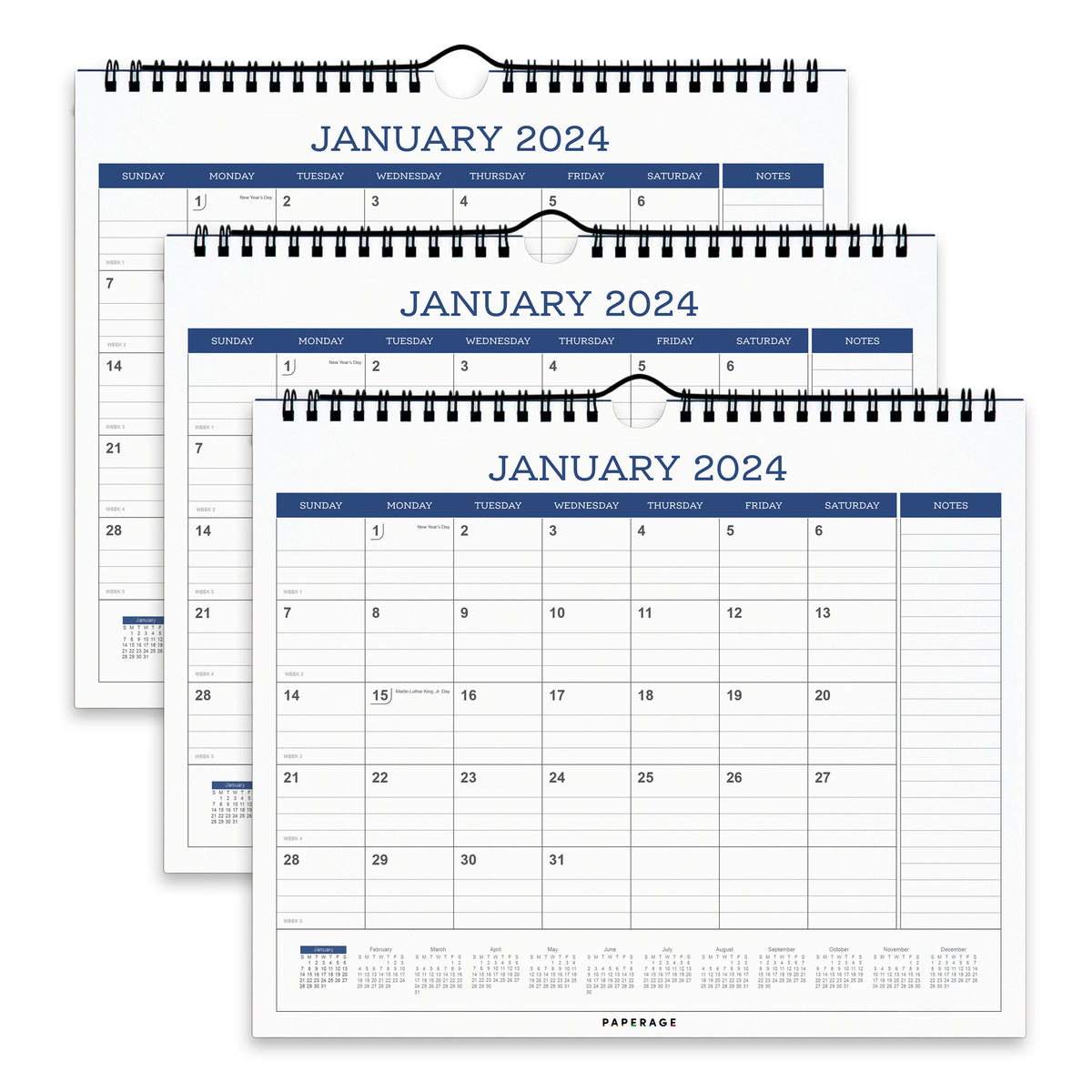 3 Pack Small Calendars Minimalist Wall and Desk Calendar (9 in x 11